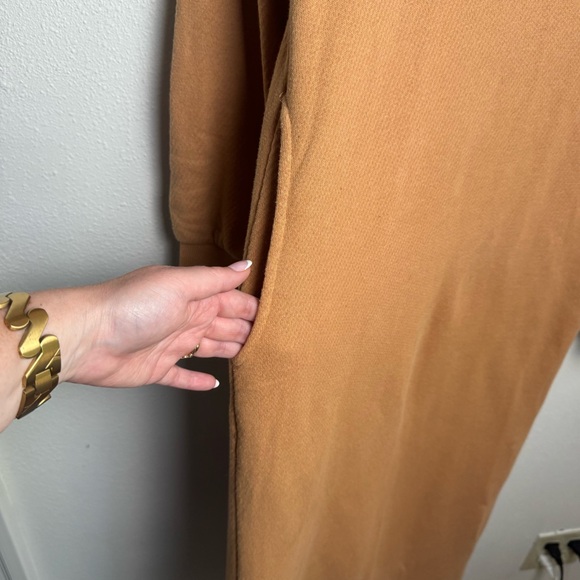 Madewell MWL AirTerry hooded sweatshirt dress lTan Knit Top - Picture 11 of 12